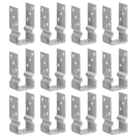 Anclajes de valla 12 uds acero galvanizado plateado 7x6x15 cm von , Spikes zur Verankerung im Boden - Ref: Foro24-145328, Pre...