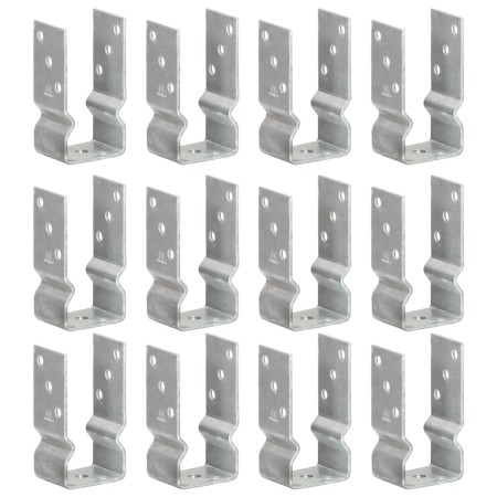 Anclajes de valla 12 uds acero galvanizado plateado 7x6x15 cm by , Spikes for anchoring in the ground - Ref: Foro24-145328, P...