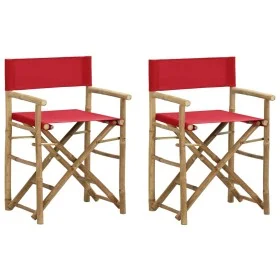 Sillas de director plegables 2 piezas bambú y tela roja de vidaXL, Sillas de jardín - Ref: Foro24-313031, Precio: 75,24 €, De...