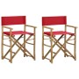 Folding director chairs 2 pieces bamboo and red fabric by vidaXL, Garden chairs - Ref: Foro24-313031, Price: 75,70 €, Discoun...