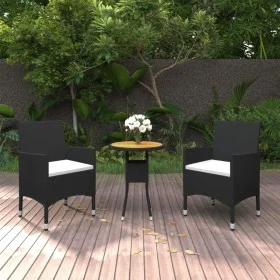 3-piece black synthetic rattan garden dining set by vidaXL, Garden sets - Ref: Foro24-3058462, Price: 177,77 €, Discount: %