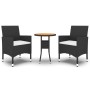 Juego de comedor para jardín 3 piezas ratán sintético negro de vidaXL, Conjuntos de jardín - Ref: Foro24-3058462, Precio: 173...
