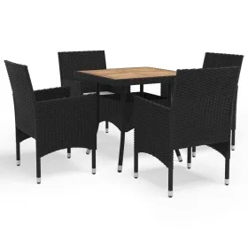 Gartenmöbel 5-teilig aus schwarzem synthetischem Rattan und Akazie von vidaXL, Gartensets - Ref: Foro24-3058322, Preis: 357,6...