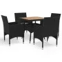 Muebles de jardín 5 piezas ratán sintético negro y acacia de vidaXL, Conjuntos de jardín - Ref: Foro24-3058322, Precio: 357,1...