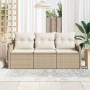 Conjunto de sofá de jardín con cojín 3 pcs Beige Poliratán