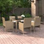 Garten-Essgruppe 7-teilig, synthetisches Rattan, beiges Glas von vidaXL, Gartensets - Ref: Foro24-3058430, Preis: 513,27 €, R...