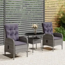 3-piece synthetic rattan gray garden dining set by vidaXL, Garden sets - Ref: Foro24-3058546, Price: 383,03 €, Discount: %