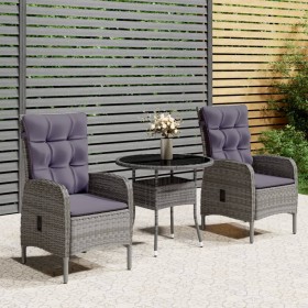 Garten Esstischgarnitur 3 Stück Kunststoff Rattan grau von vidaXL, Gartensets - Ref: Foro24-3058546, Preis: 344,41 €, Rabatt: %