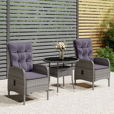Garten Esstischgarnitur 3 Stück Kunststoff Rattan grau von vidaXL, Gartensets - Ref: Foro24-3058546, Preis: 356,70 €, Rabatt: %