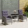 Garten Esstischgarnitur 3 Stück Kunststoff Rattan grau von vidaXL, Gartensets - Ref: Foro24-3058546, Preis: 356,70 €, Rabatt: %