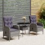 Garten Esstischgarnitur 3 Stück Kunststoff Rattan grau von vidaXL, Gartensets - Ref: Foro24-3058546, Preis: 344,41 €, Rabatt: %