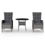 Garten Esstischgarnitur 3 Stück Kunststoff Rattan grau von vidaXL, Gartensets - Ref: Foro24-3058546, Preis: 356,70 €, Rabatt: %
