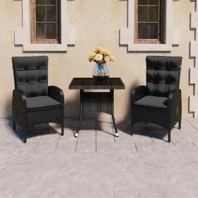 Garden dining set 3 pieces synthetic rattan and black glass by vidaXL, Garden sets - Ref: Foro24-3058526, Price: 401,13 €, Di...