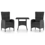 Set de comedor de jardín 3 pzas ratán sintético y vidrio negro de vidaXL, Conjuntos de jardín - Ref: Foro24-3058526, Precio: ...