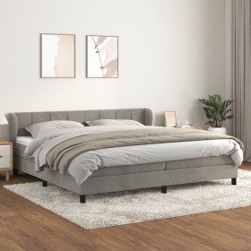 Cama box spring con colchón terciopelo gris claro 200x200 cm Cama box spring con colchón terciopelo gris claro 200x200 cm