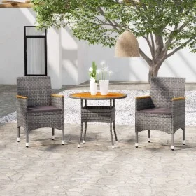 Garten-Essgruppe 3-teilig aus grauem synthetischem Rattan von vidaXL, Gartensets - Ref: Foro24-3058487, Preis: 222,81 €, Raba...