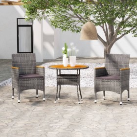 Juego comedor de jardín 3 piezas ratán sintético gris de vidaXL, Conjuntos de jardín - Ref: Foro24-3058487, Precio: 229,50 €,...