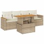 Set sofás jardín y cojines 5 pzas ratán sintético acacia beige by , Garden sets - Ref: Foro24-3327432, Price: 388,75 €, Disco...