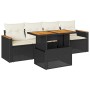 Set sofás jardín y cojines 5 pzas ratán sintético acacia negro by , Garden sets - Ref: Foro24-3327430, Price: 335,97 €, Disco...