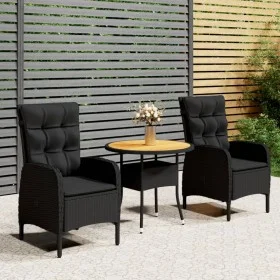 3-Piece Black Synthetic Rattan Garden Dining Set by vidaXL, Garden sets - Ref: Foro24-3058549, Price: 365,13 €, Discount: %