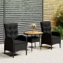 Juego de comedor para jardín 3 piezas ratán sintético negro de vidaXL, Conjuntos de jardín - Ref: Foro24-3058549, Precio: 363...