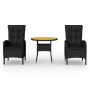 3-teiliges Garten-Ess-Set aus schwarzem synthetischem Rattan von vidaXL, Gartensets - Ref: Foro24-3058549, Preis: 317,75 €, R...