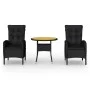 Juego de comedor para jardín 3 piezas ratán sintético negro de vidaXL, Conjuntos de jardín - Ref: Foro24-3058549, Precio: 363...