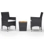 Garden table and chairs 3 pieces synthetic rattan black acacia wood by vidaXL, Garden sets - Ref: Foro24-3058362, Price: 173,...