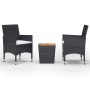 Gartentisch und Stühle, 3 Stück, synthetisches Rattan, schwarzes Akazienholz von vidaXL, Gartensets - Ref: Foro24-3058362, Pr...