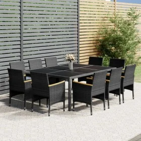 Garden dining set 11 pieces gray synthetic rattan by vidaXL, Garden sets - Ref: Foro24-3058569, Price: 892,13 €, Discount: %