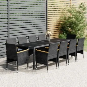 Garden dining set 11 pieces gray synthetic rattan by vidaXL, Garden sets - Ref: Foro24-3058579, Price: 878,18 €, Discount: %