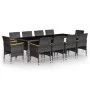 Garden dining set 11 pieces gray synthetic rattan by vidaXL, Garden sets - Ref: Foro24-3058579, Price: 878,18 €, Discount: %