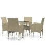 5-Piece Garden Dining Set Beige Synthetic Rattan by vidaXL, Garden sets - Ref: Foro24-3058490, Price: 357,19 €, Discount: %