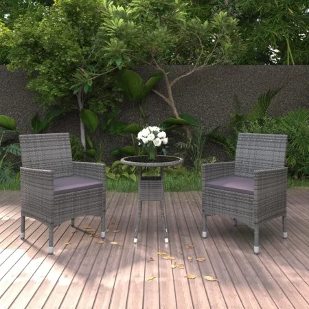 Garten-Essgruppe 3-teilig aus grauem synthetischem Rattan von vidaXL, Gartensets - Ref: Foro24-3058459, Preis: 179,19 €, Raba...