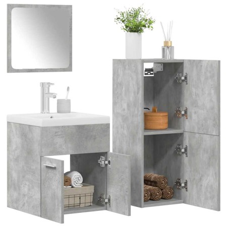 Juego muebles de baño 4 pzas madera contrachapada gris hormigón von , Badezimmermöbel - Ref: Foro24-3324901, Preis: 205,60 €,...