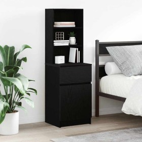 Mesilla de noche de madera de ingeniería negra 39x35x125 cm by , Nightstands - Ref: Foro24-861311, Price: 77,34 €, Discount: %