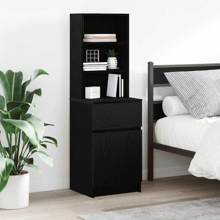 Mesilla de noche de madera de ingeniería negra 39x35x125 cm by , Nightstands - Ref: Foro24-861311, Price: 77,34 €, Discount: %