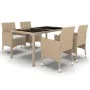 5-piece garden dining set made of synthetic rattan with beige glass top. by vidaXL, Garden sets - Ref: Foro24-3058420, Price:...