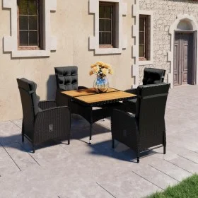 Garden dining set 5 pieces synthetic rattan and black acacia wood by vidaXL, Garden sets - Ref: Foro24-3058529, Price: 666,76...