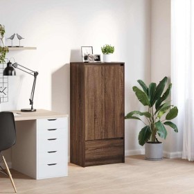 Armario con cajón de roble marrón 55,5x34x119,5 cm von , Sideboards - Ref: Foro24-861649, Preis: 96,58 €, Rabatt: %