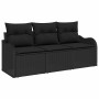 Conjunto de sofá de jardín con cojín 3 pcs Negro Poliratán