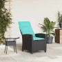 Silla de jardín reclinable con mesa auxiliar ratán negro