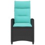 Silla de jardín reclinable con mesa auxiliar ratán negro