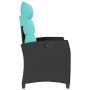 Silla de jardín reclinable con mesa auxiliar ratán negro
