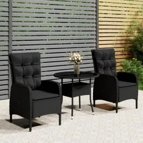 3-Piece Black Synthetic Rattan Garden Dining Set by vidaXL, Garden sets - Ref: Foro24-3058548, Price: 370,14 €, Discount: %