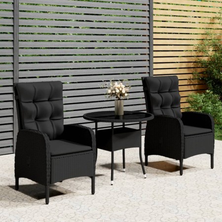 3-teiliges Garten-Ess-Set aus schwarzem synthetischem Rattan von vidaXL, Gartensets - Ref: Foro24-3058548, Preis: 322,26 €, R...