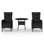 3-Piece Black Synthetic Rattan Garden Dining Set by vidaXL, Garden sets - Ref: Foro24-3058548, Price: 370,14 €, Discount: %
