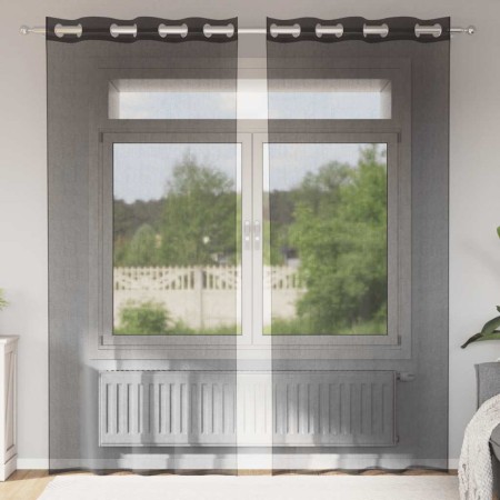 Cortinas de gasa con ojales 2 uds negro140x225 cm von , Vorhänge und Gardinen - Ref: Foro24-4102061, Preis: 15,25 €, Rabatt: %
