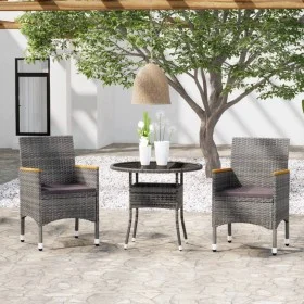 Garten-Essgruppe 3-teilig aus grauem synthetischem Rattan von vidaXL, Gartensets - Ref: Foro24-3058485, Preis: 235,39 €, Raba...