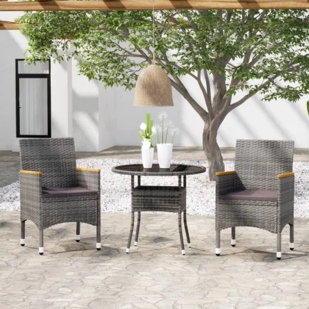 Garden dining set 3 pieces gray synthetic rattan by vidaXL, Garden sets - Ref: Foro24-3058485, Price: 235,39 €, Discount: %